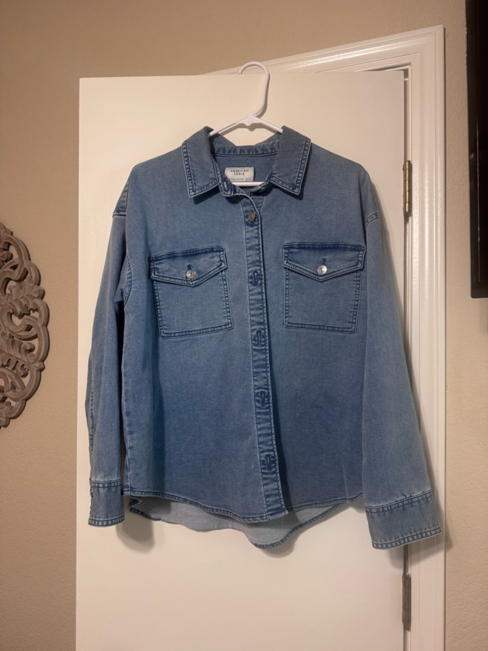 American Eagle Light Blue Denim Shirt Jacket